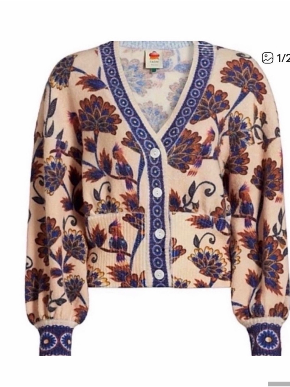 Farm Rio Floral V-Neck Cardigan Sweater